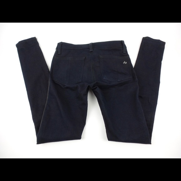 Rag & Bone Lamb Leather Trim Cotton Stretch Jeans - Picture 10 of 12